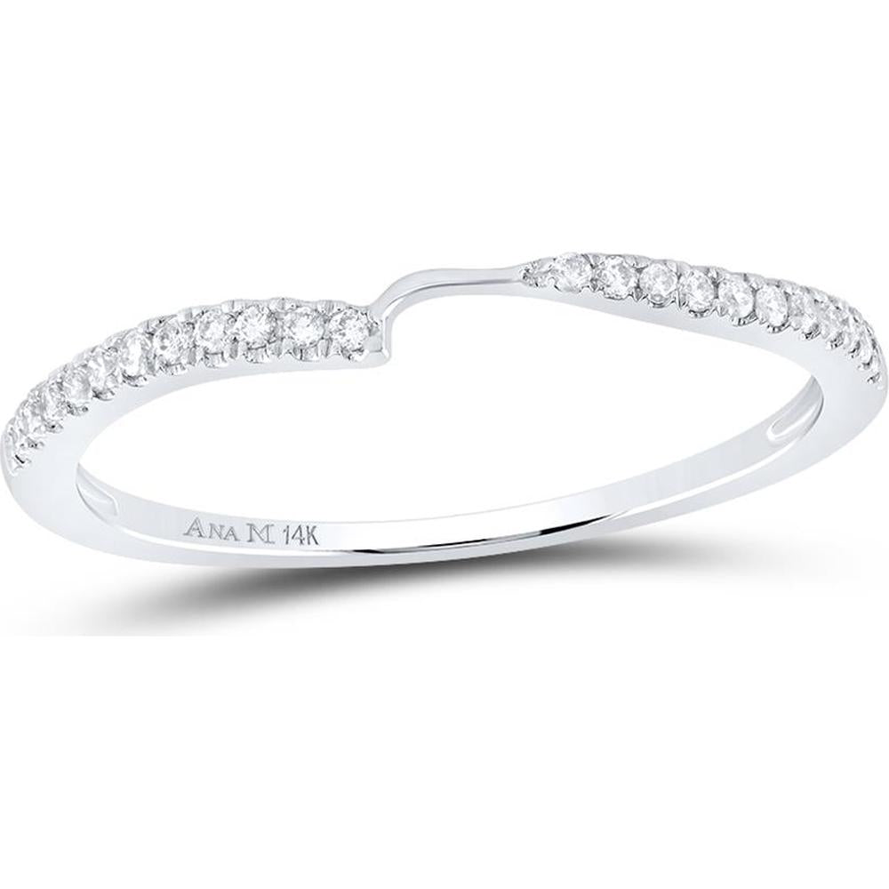 GND 14K White Gold Round Diamond Pave Wedding Band - 0.25 Carat Total Diamond Weight