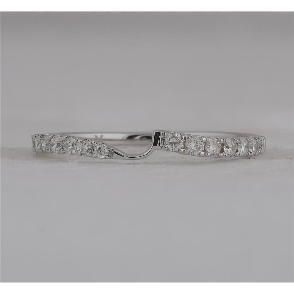 GND 14K White Gold Round Diamond Pave Wedding Band - 0.25 Carat Total Diamond Weight