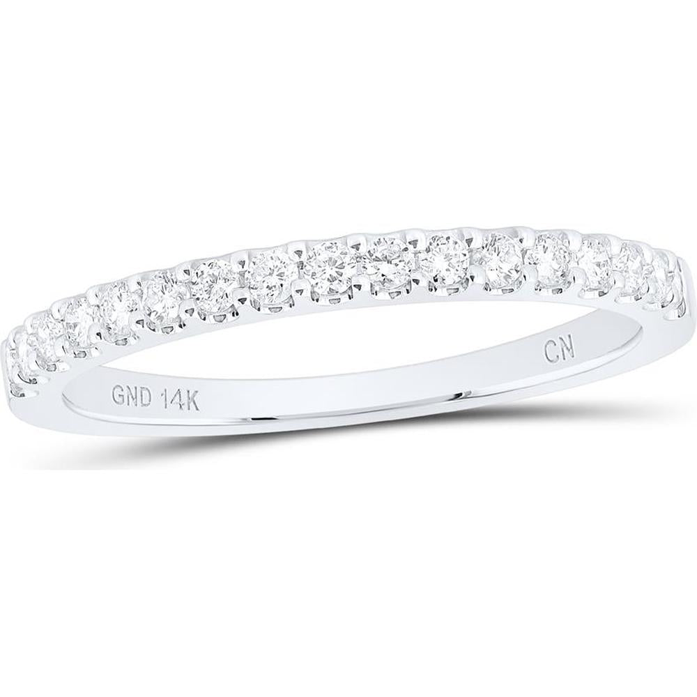 GND 14K White Gold Round Diamond Prong-Set Wedding Band - 0.33 Carat Total Diamond Weight