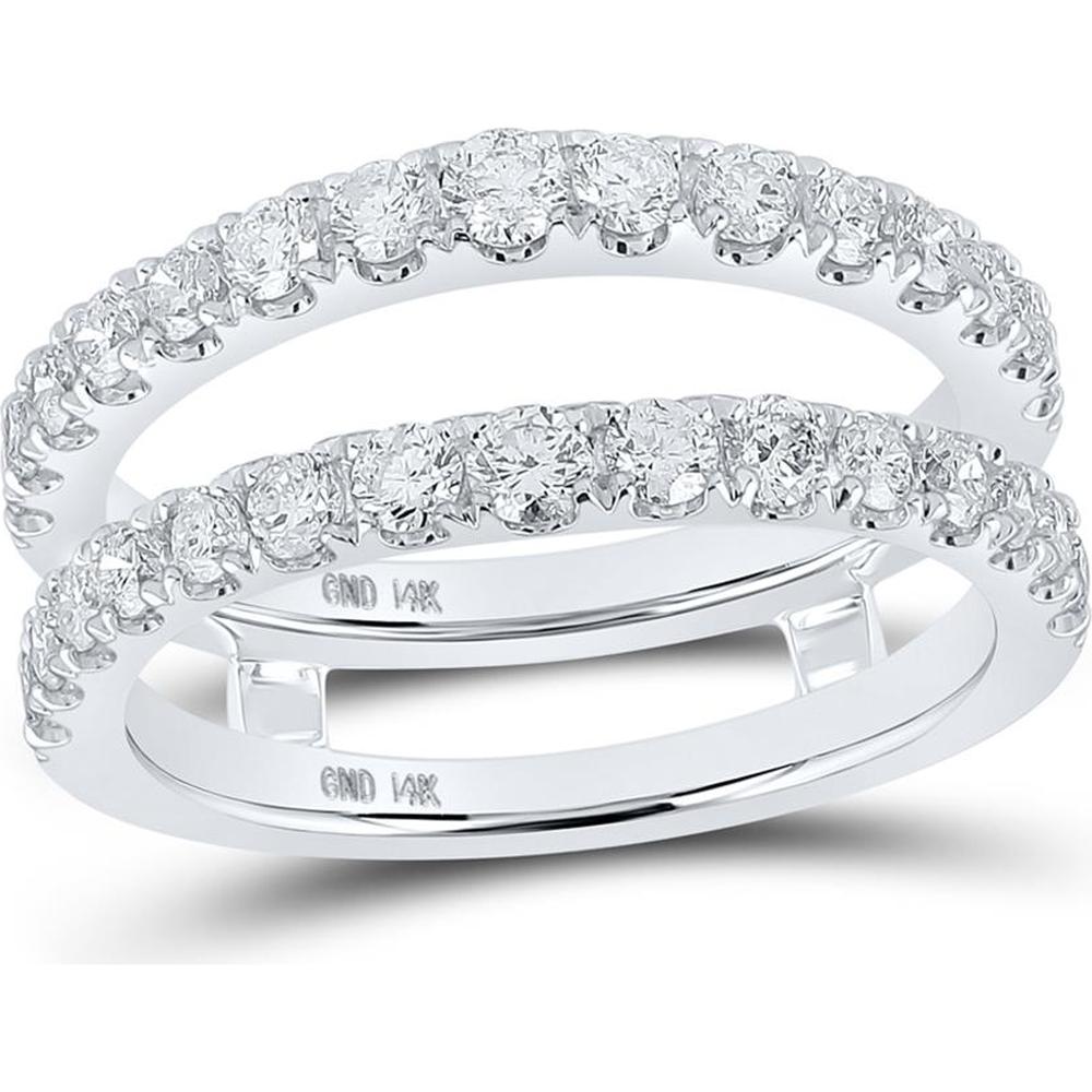 GND 14K White Gold Round Diamond Prong-Set Wrap Ring Guard Enhancer - 1.00 Carat Total Diamond Weight