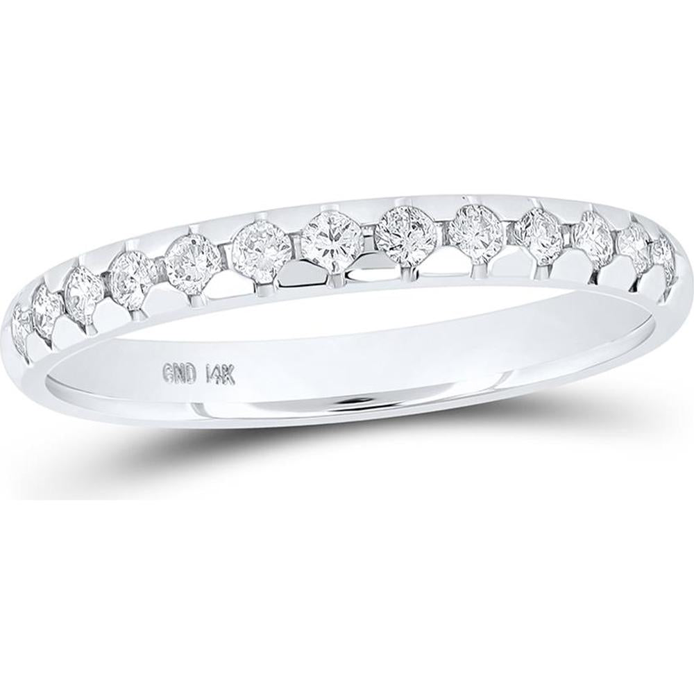 GND 14K White Gold Round Diamond Single Row Band Ring - 0.25 Carat Total Diamond Weight