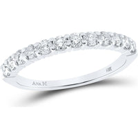 GND 14K White Gold Round Diamond Single Row Band Ring with Channel-Set Diamonds - 0.50 Carat Total Diamond Weight