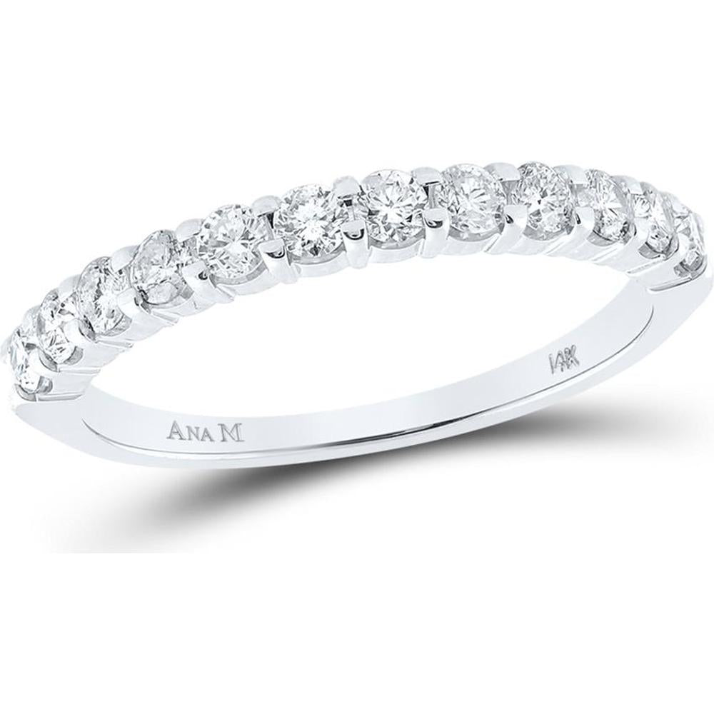 GND 14K White Gold Round Diamond Single Row Band Ring with Channel-Set Diamonds - 0.50 Carat Total Diamond Weight