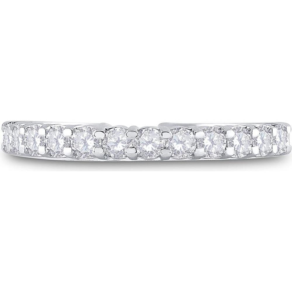 GND 14K White Gold Round Diamond Single Row Band Ring with Channel-Set Diamonds - 0.50 Carat Total Diamond Weight