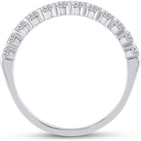 GND 14K White Gold Round Diamond Single Row Band Ring with Channel-Set Diamonds - 0.50 Carat Total Diamond Weight