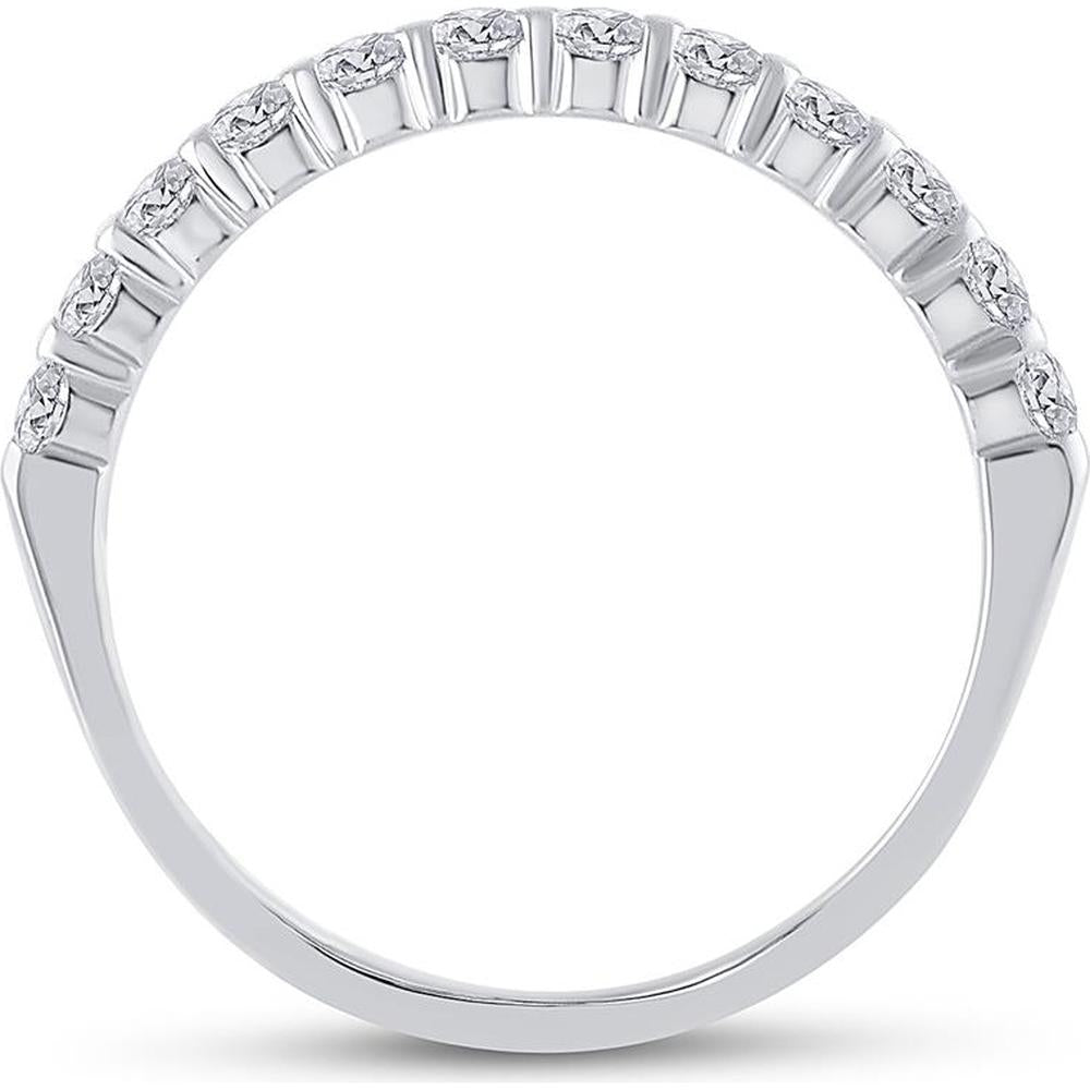 GND 14K White Gold Round Diamond Single Row Band Ring with Channel-Set Diamonds - 0.50 Carat Total Diamond Weight