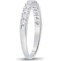 GND 14K White Gold Round Diamond Single Row Band Ring with Channel-Set Diamonds - 0.50 Carat Total Diamond Weight
