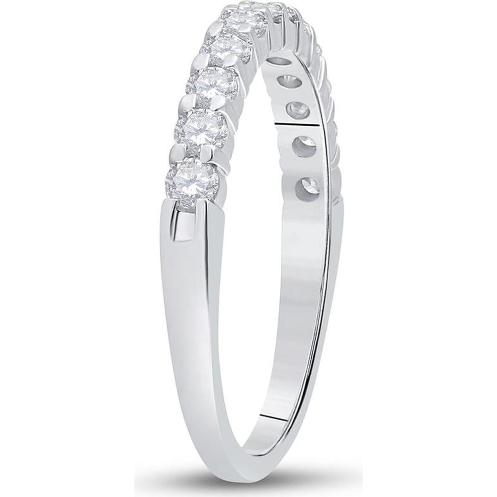 GND 14K White Gold Round Diamond Single Row Band Ring with Channel-Set Diamonds - 0.50 Carat Total Diamond Weight