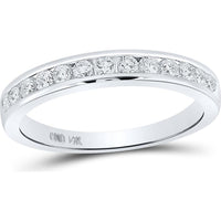 GND 14K White Gold Round Diamond Single Row Channel-Set Wedding Band - 1/3 Total Carat Weight