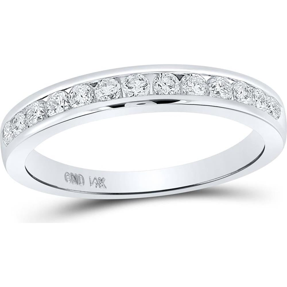 GND 14K White Gold Round Diamond Single Row Channel-Set Wedding Band - 1/3 Total Carat Weight