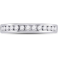 GND 14K White Gold Round Diamond Single Row Channel-Set Wedding Band - 1/3 Total Carat Weight