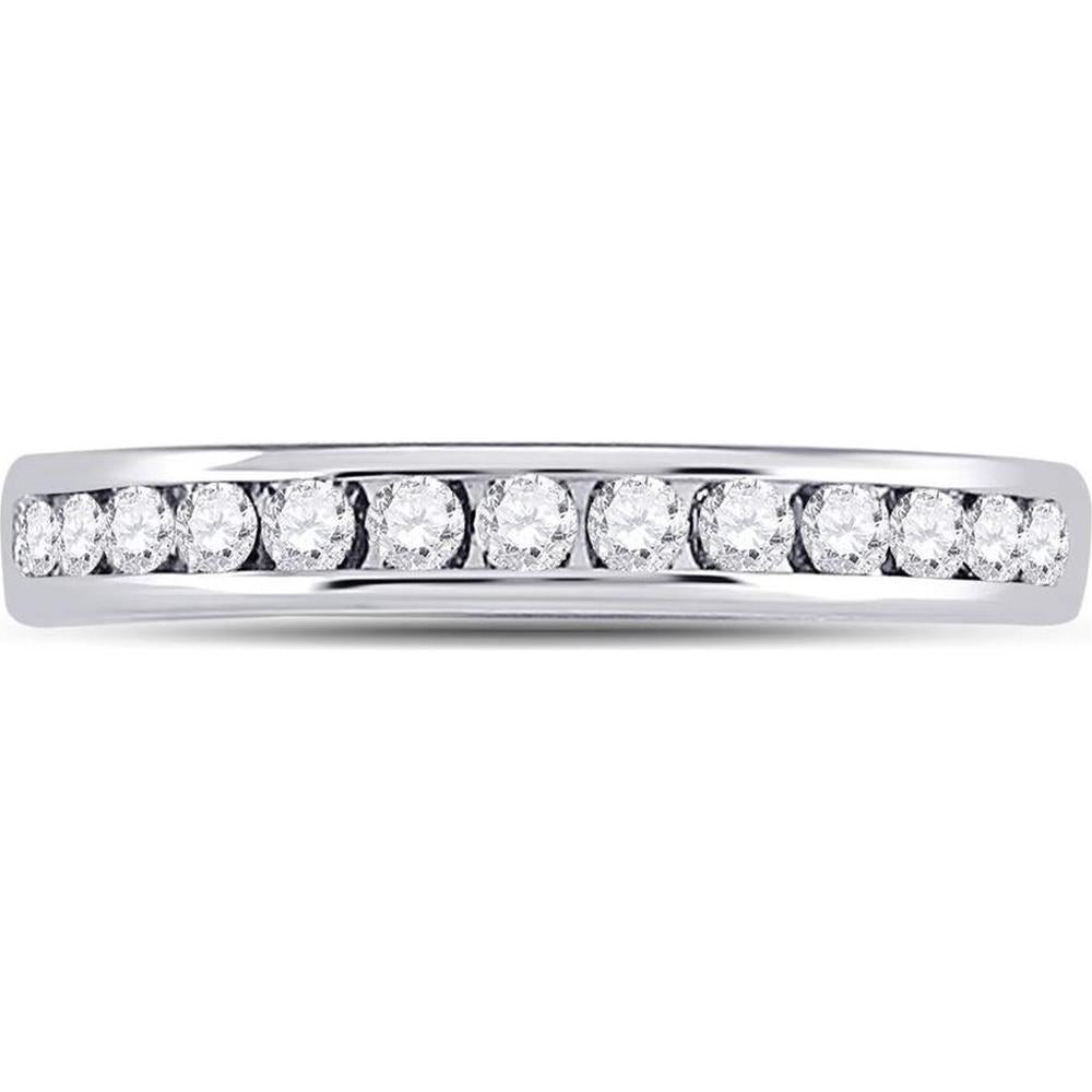 GND 14K White Gold Round Diamond Single Row Channel-Set Wedding Band - 1/3 Total Carat Weight