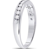 GND 14K White Gold Round Diamond Single Row Channel-Set Wedding Band - 1/3 Total Carat Weight