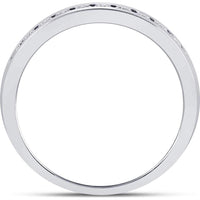 GND 14K White Gold Round Diamond Single Row Channel-Set Wedding Band - 1/3 Total Carat Weight