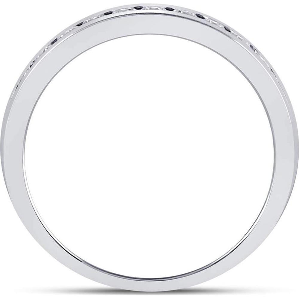GND 14K White Gold Round Diamond Single Row Channel-Set Wedding Band - 1/3 Total Carat Weight