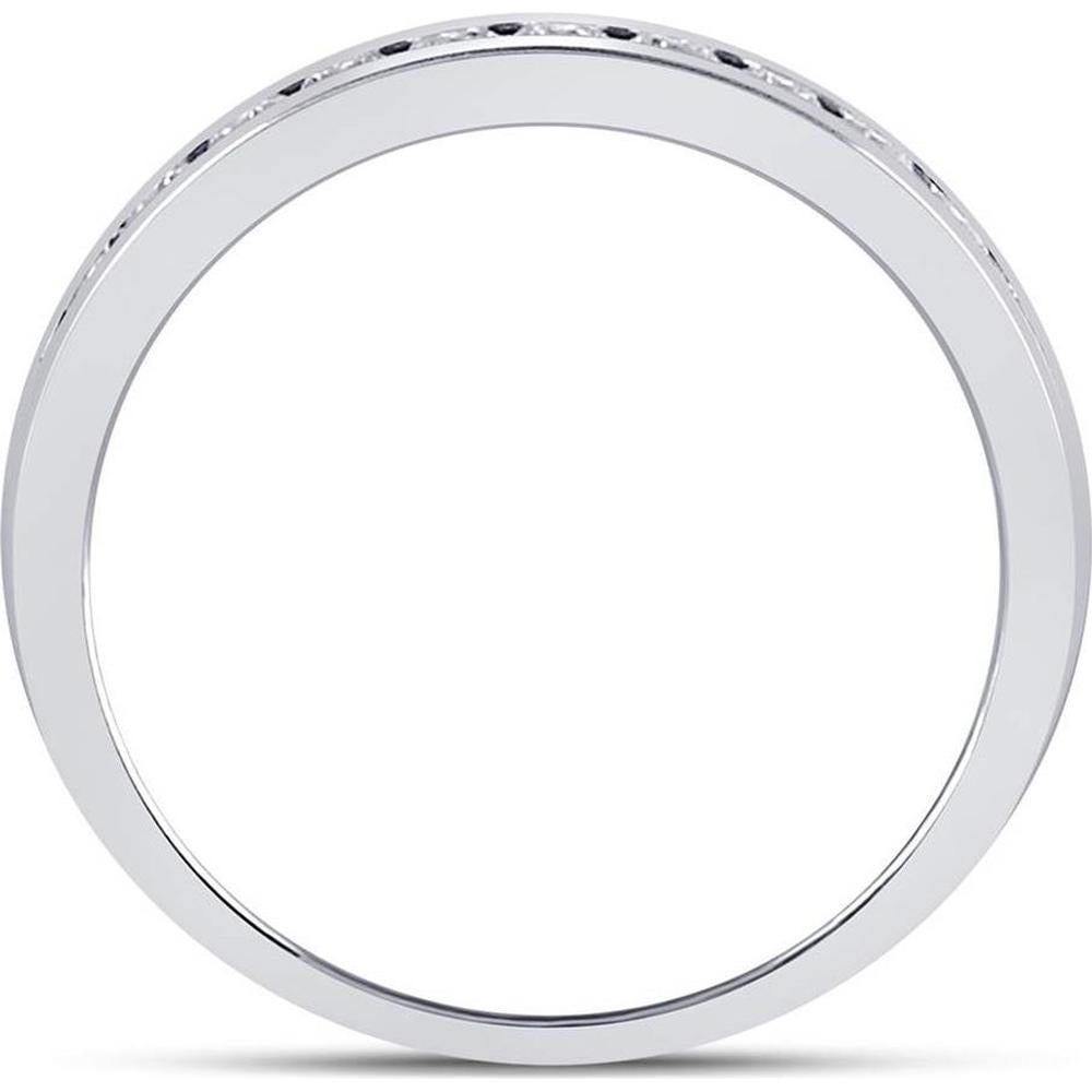 GND 14K White Gold Round Diamond Single Row Channel-Set Wedding Band - 1/3 Total Carat Weight