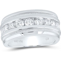 GND 14K White Gold Round Diamond Single Row Channel Set Wedding Band - 2.00 Carat Total Diamond Weight