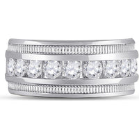 GND 14K White Gold Round Diamond Single Row Channel Set Wedding Band - 2.00 Carat Total Diamond Weight