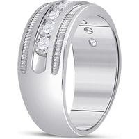 GND 14K White Gold Round Diamond Single Row Channel Set Wedding Band - 2.00 Carat Total Diamond Weight