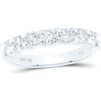 GND 14K White Gold Round Diamond Single Row Comfort Wedding Band - 1 Carat Total Diamond Weight