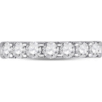 GND 14K White Gold Round Diamond Single Row Comfort Wedding Band - 1 Carat Total Diamond Weight