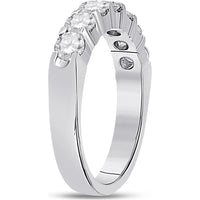 GND 14K White Gold Round Diamond Single Row Comfort Wedding Band - 1 Carat Total Diamond Weight