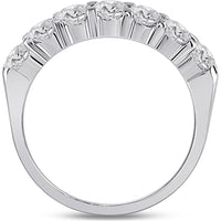 GND 14K White Gold Round Diamond Single Row Comfort Wedding Band - 1 Carat Total Diamond Weight