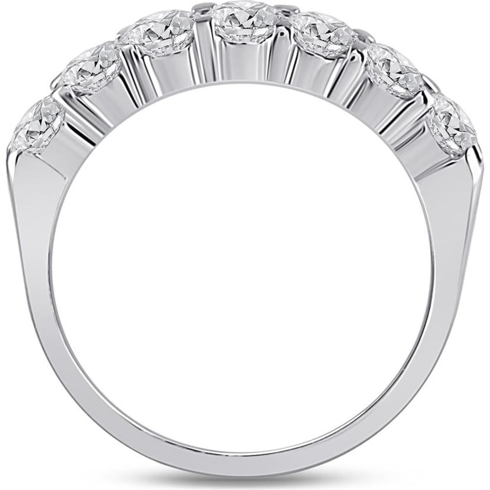 GND 14K White Gold Round Diamond Single Row Comfort Wedding Band - 1 Carat Total Diamond Weight