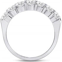 GND 14K White Gold Round Diamond Single Row Comfort Wedding Band - 1 Carat Total Diamond Weight