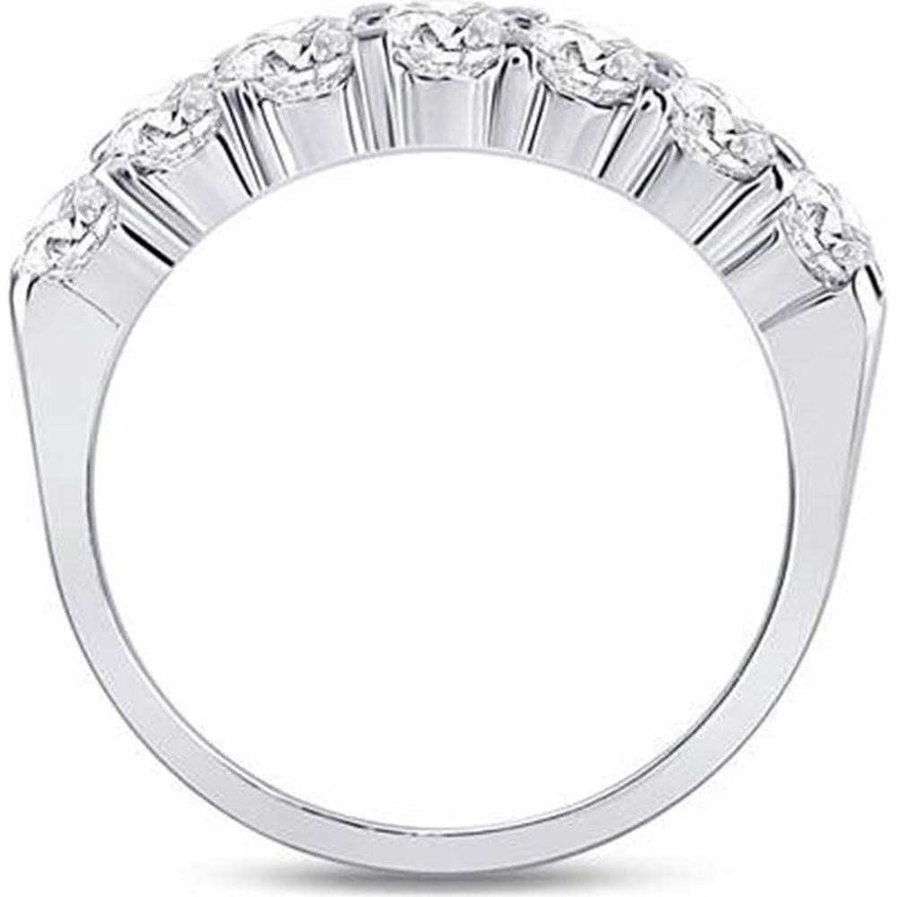 GND 14K White Gold Round Diamond Single Row Comfort Wedding Band - 1 Carat Total Diamond Weight