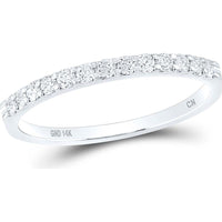 GND 14K White Gold Round Diamond Single Row Prong-Set Wedding Band - 0.25 Carat Total Diamond Weight