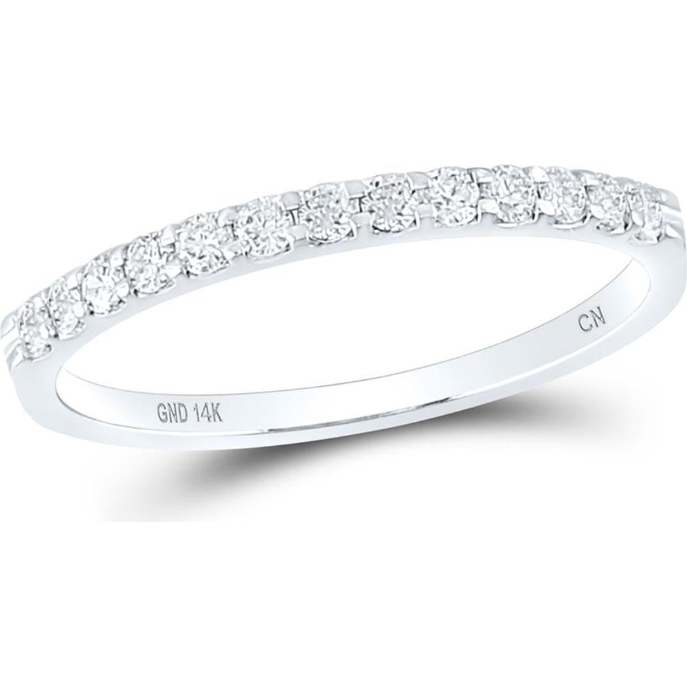 GND 14K White Gold Round Diamond Single Row Prong-Set Wedding Band - 0.25 Carat Total Diamond Weight