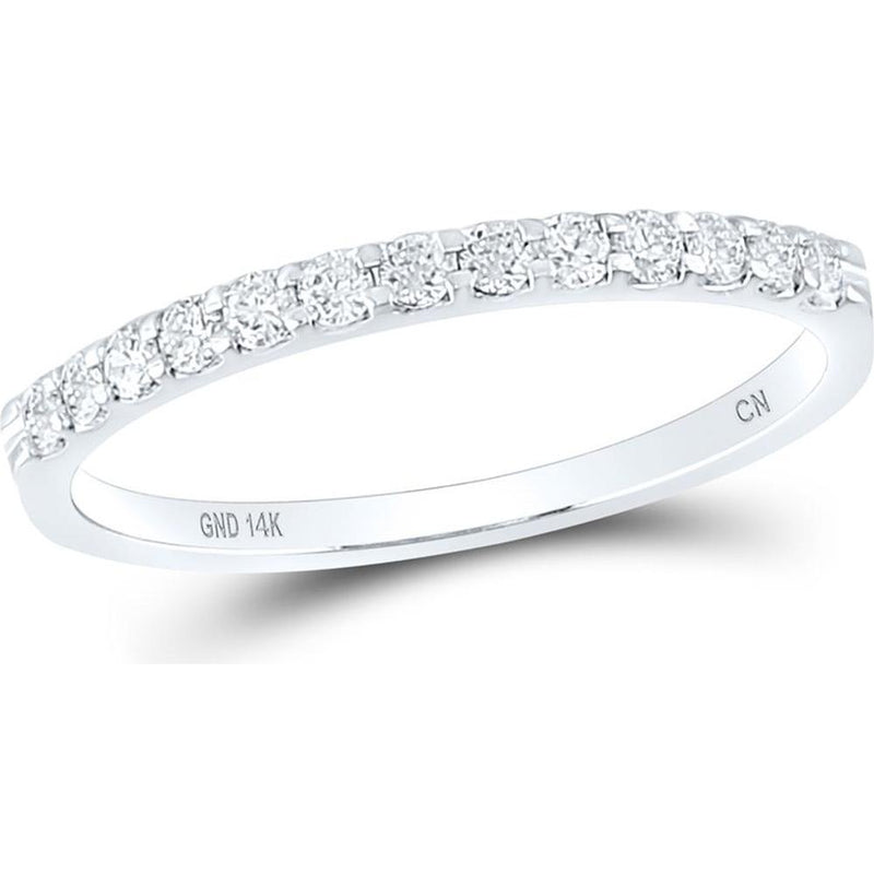 GND 14K White Gold Round Diamond Single Row Prong-Set Wedding Band - 0.25 Carat Total Diamond Weight