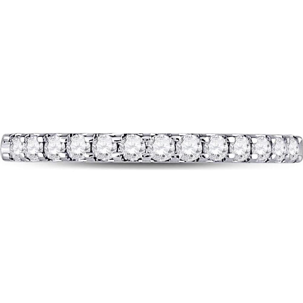 GND 14K White Gold Round Diamond Single Row Prong-Set Wedding Band - 0.25 Carat Total Diamond Weight