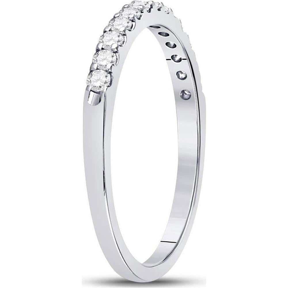 GND 14K White Gold Round Diamond Single Row Prong-Set Wedding Band - 0.25 Carat Total Diamond Weight