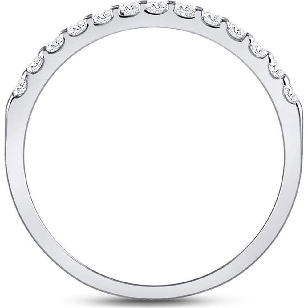 GND 14K White Gold Round Diamond Single Row Prong-Set Wedding Band - 0.25 Carat Total Diamond Weight