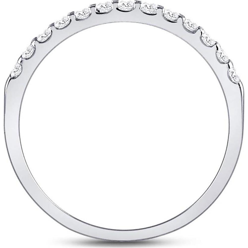 GND 14K White Gold Round Diamond Single Row Prong-Set Wedding Band - 0.25 Carat Total Diamond Weight