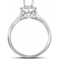 GND 14K White Gold Round Diamond Slender Bridal Wedding Ring Set with Halo and Pave Diamonds – 7/8 Carat Total Diamond Weight