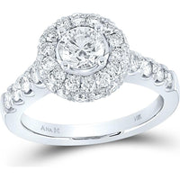GND 14K White Gold Round Diamond Solitaire Bridal Engagement Ring with 2.1 Carat Total Diamond Weight