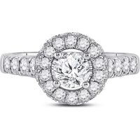 GND 14K White Gold Round Diamond Solitaire Bridal Engagement Ring with 2.1 Carat Total Diamond Weight