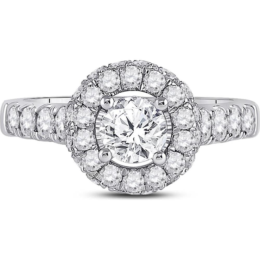 GND 14K White Gold Round Diamond Solitaire Bridal Engagement Ring with 2.1 Carat Total Diamond Weight