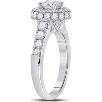 GND 14K White Gold Round Diamond Solitaire Bridal Engagement Ring with 2.1 Carat Total Diamond Weight
