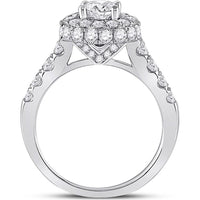 GND 14K White Gold Round Diamond Solitaire Bridal Engagement Ring with 2.1 Carat Total Diamond Weight