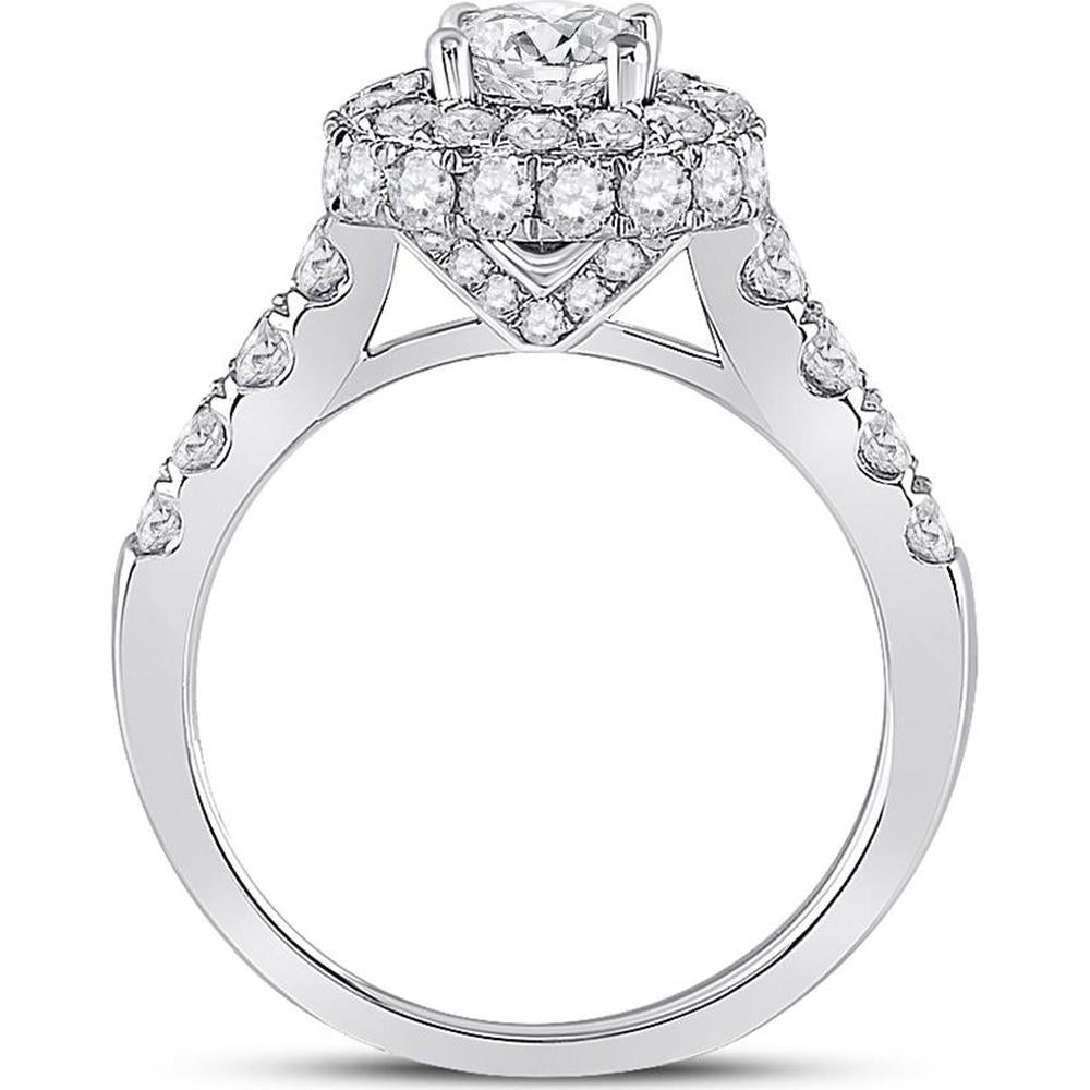 GND 14K White Gold Round Diamond Solitaire Bridal Engagement Ring with 2.1 Carat Total Diamond Weight