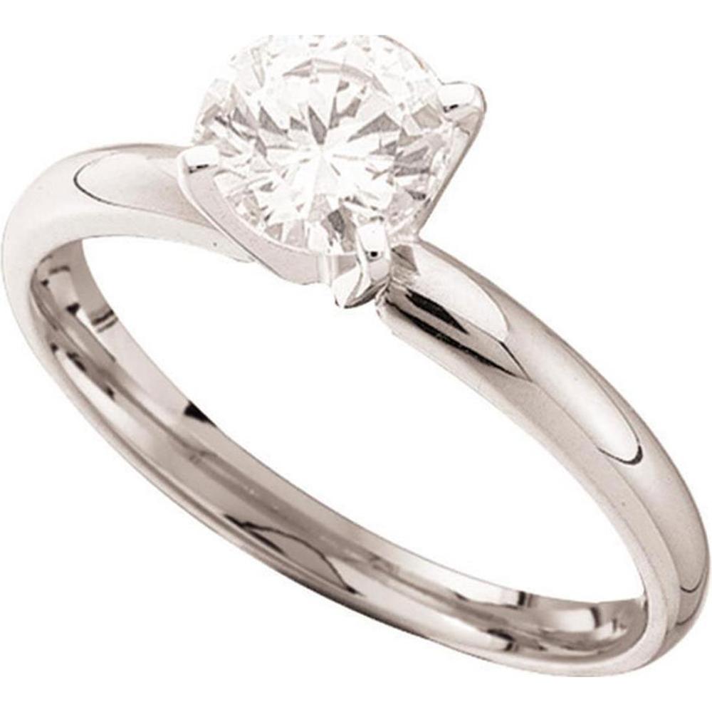 GND 14K White Gold Round Diamond Solitaire Bridal Ring - 1/6 Total Carat Weight