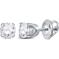 GND 14K White Gold Round Diamond Solitaire Earrings with Prong Setting - 3/8 Total Carat Weight