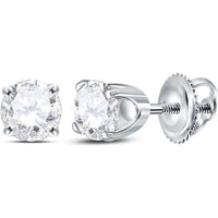 GND 14K White Gold Round Diamond Solitaire Earrings with Screw-Back Closure - 5/8 Total Carat Weight