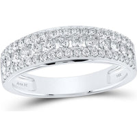 GND 14K White Gold Round Diamond Solitaire Matching Wedding Ring Set with Pave and Channel Set Diamonds - 3.00 Carat Total Diamond Weight
