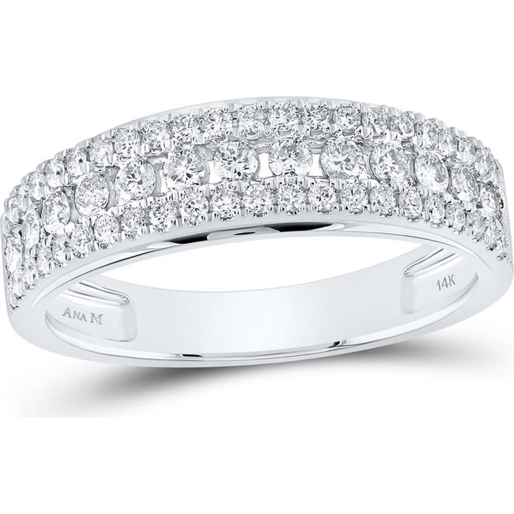 GND 14K White Gold Round Diamond Solitaire Matching Wedding Ring Set with Pave and Channel Set Diamonds - 3.00 Carat Total Diamond Weight