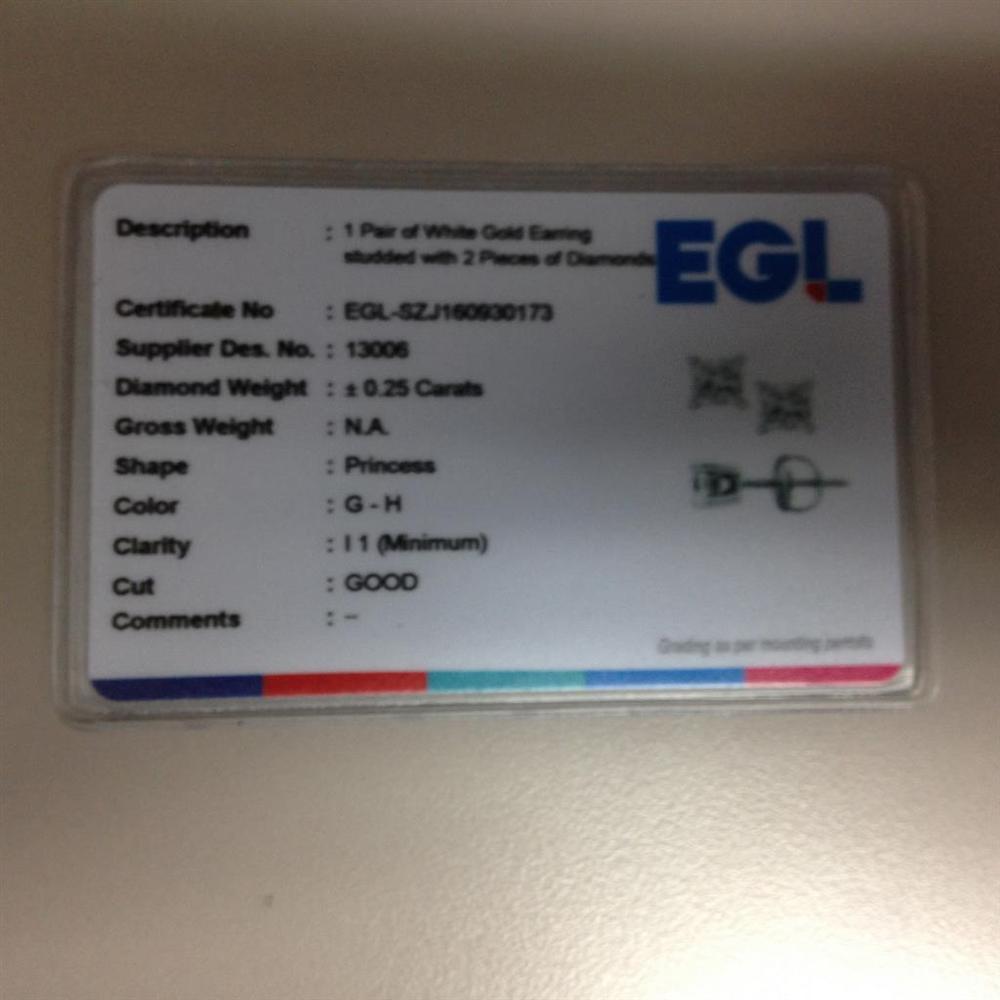 GND 14K White Gold Round Diamond Supreme Solitaire Earrings - 0.25 Carat Total Diamond Weight